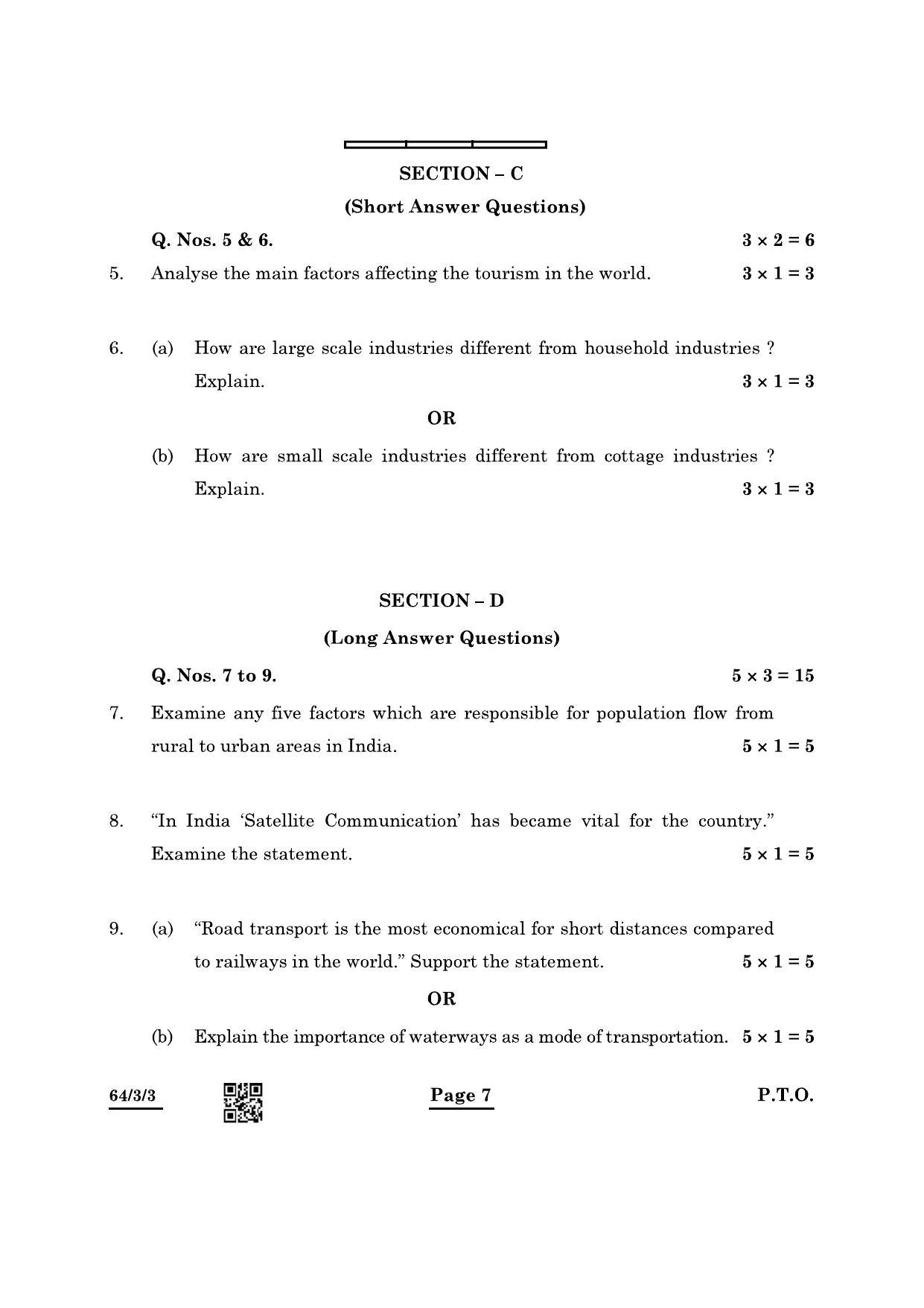 CBSE Class 12 64-3-3 Geography 2022 Question Paper - Page 7