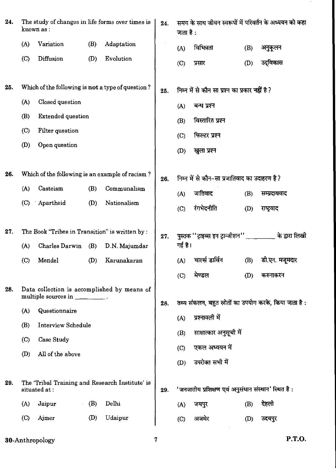 URATPG Anthropology Sample Question Paper 2018 - Page 6
