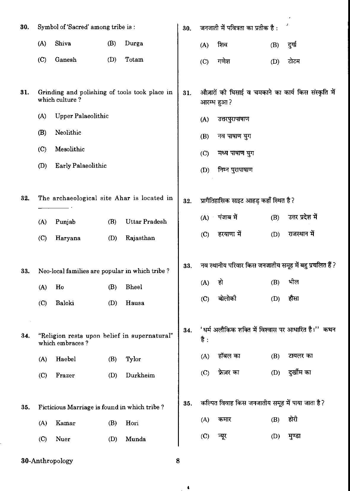 URATPG Anthropology Sample Question Paper 2018 - Page 7