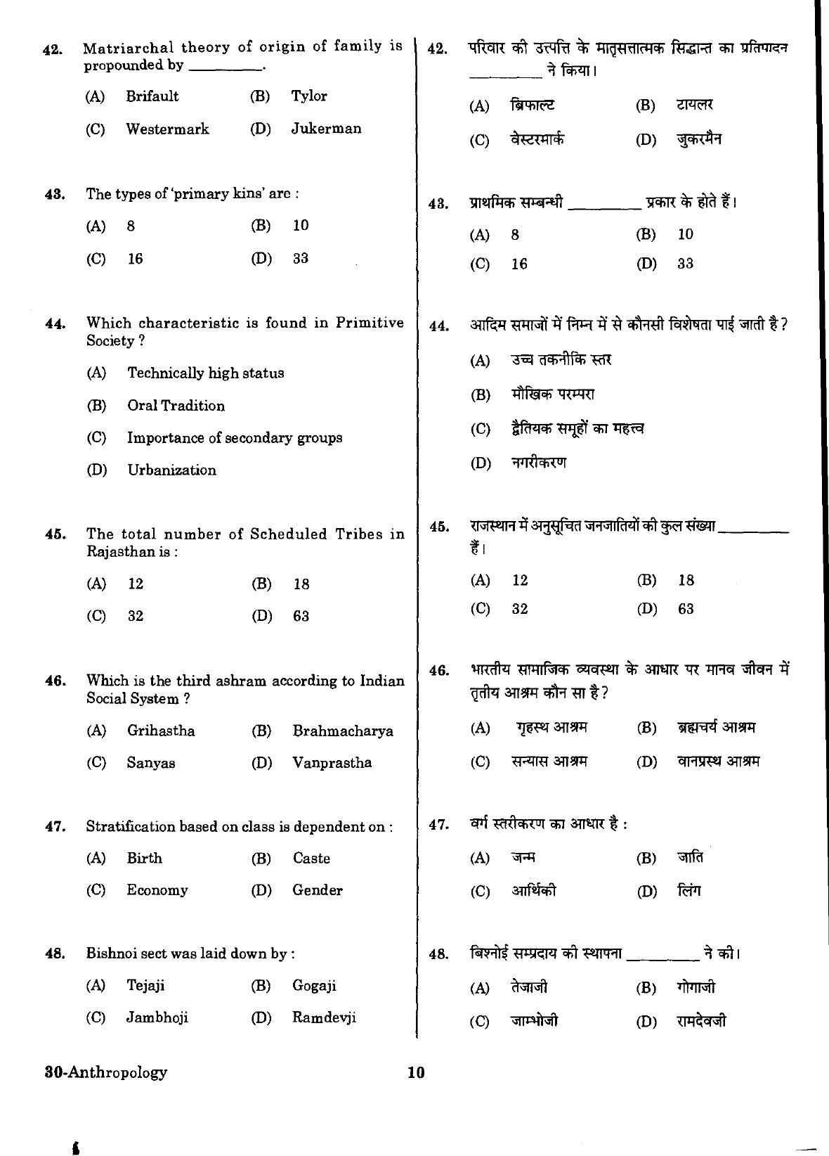 URATPG Anthropology Sample Question Paper 2018 - Page 9