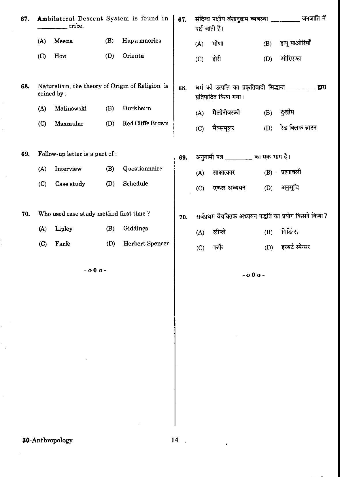 URATPG Anthropology Sample Question Paper 2018 - Page 13