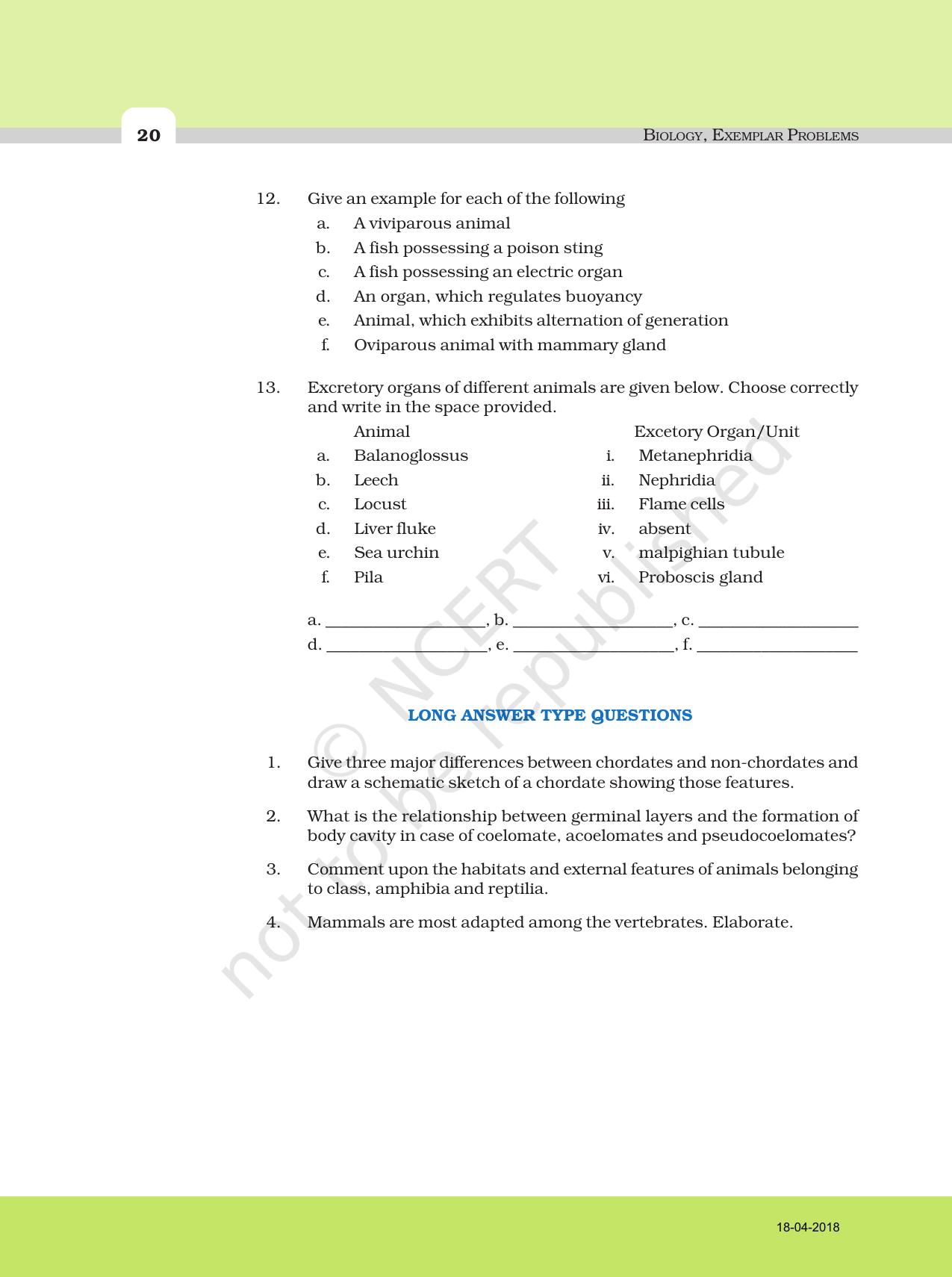 NCERT Exemplar Book for Class 11 Biology: Chapter 4 Animal Kingdom - Page 7