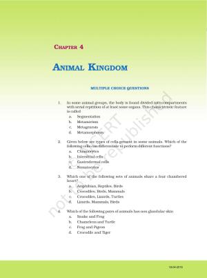 NCERT Exemplar Book for Class 11 Biology: Chapter 4 Animal Kingdom
