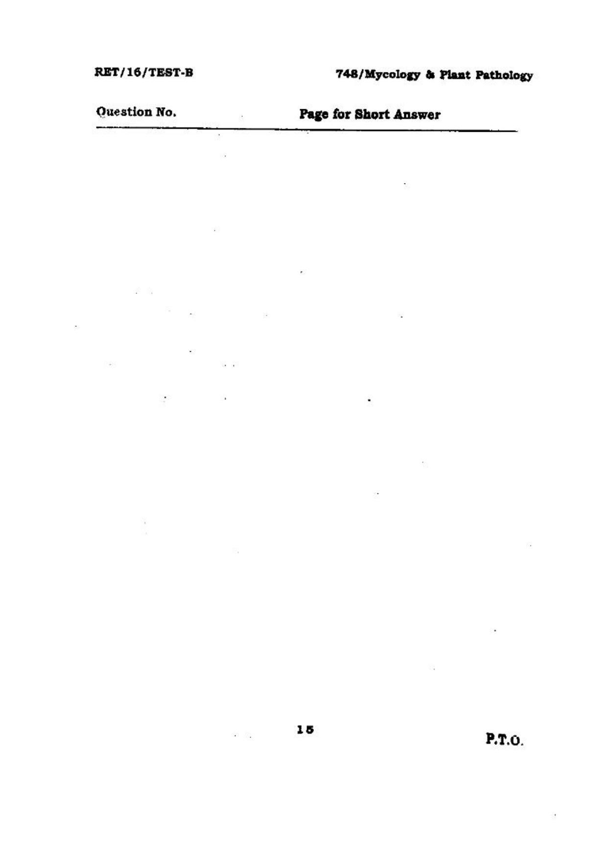 BHU RET (Agriculture) Mycology & Plant Pathology 2016 Question Paper - Page 15
