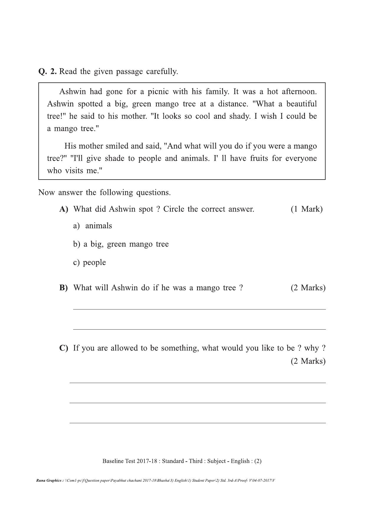 Maharashtra Board Class 3 English इंग्रजी Set A (संच-अ) Question Bank - Page 2
