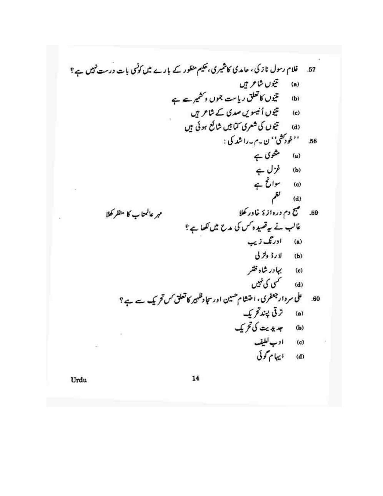 KUET 2023 M.A. Urdu Question Paper - Page 123