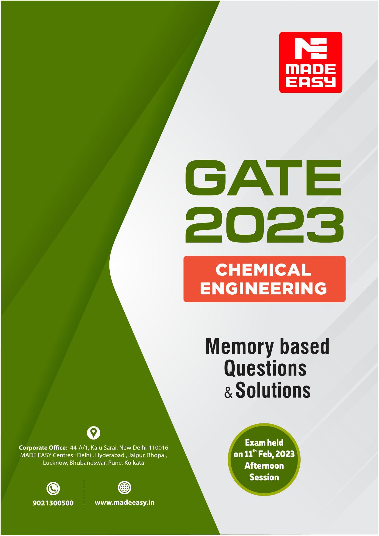 GATE 2023 Chemical Engineering (CH) Question Paper (Made Easy) - Page 1
