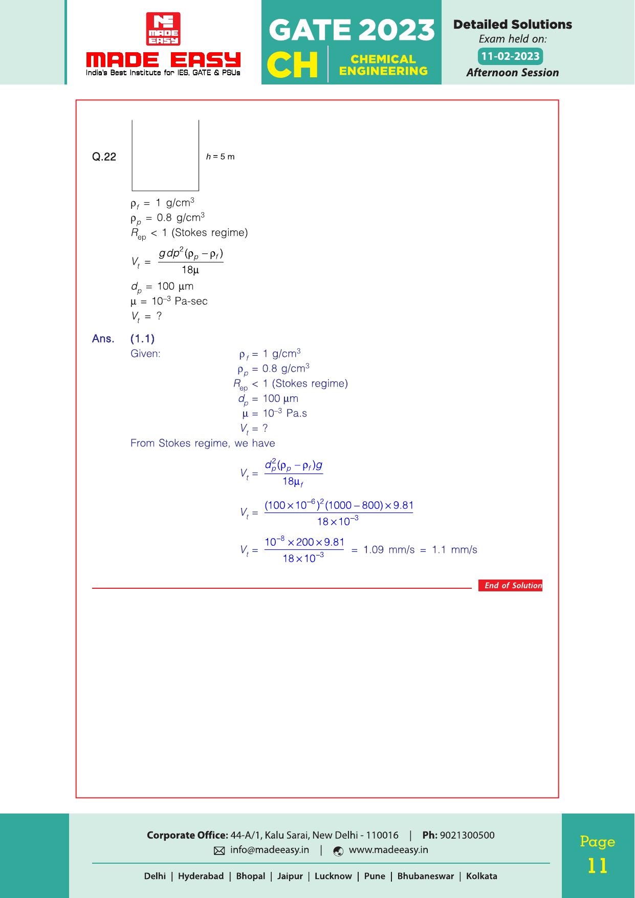 GATE 2023 Chemical Engineering (CH) Question Paper (Made Easy) - Page 15