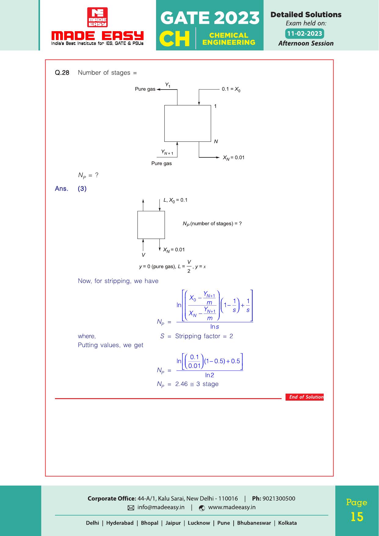 GATE 2023 Chemical Engineering (CH) Question Paper (Made Easy) - Page 20