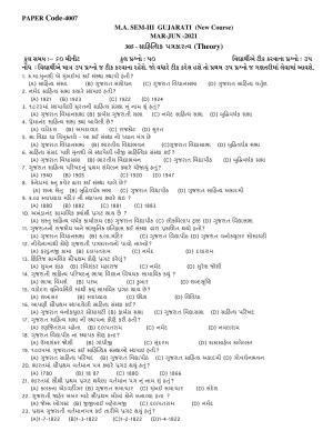 Hemchand North Gujarat University Sample Paper Mar- Jun 2021:  M.A. Sem-III Gujarati 305 -(Theory) Paper Code-4007 (New Course)