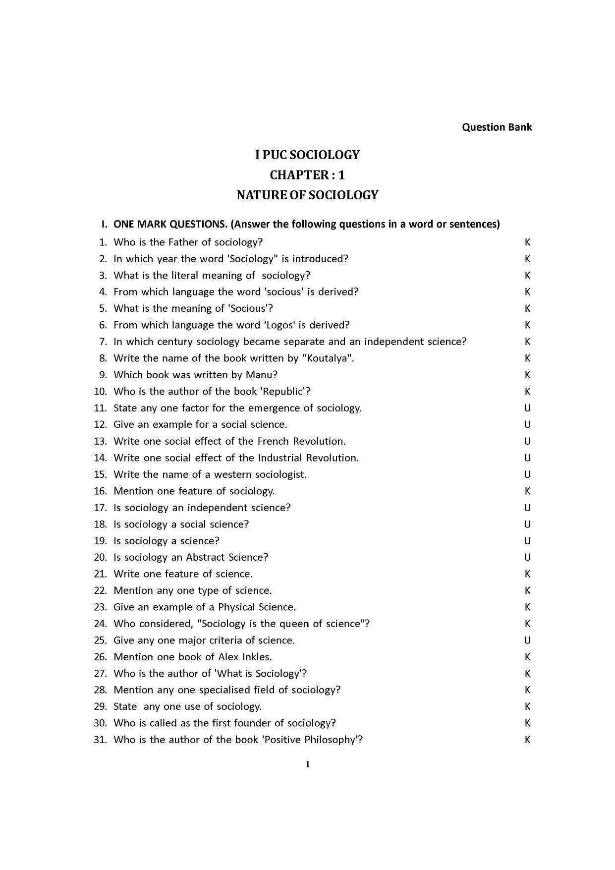 Karnataka 1st PUC Question Bank for Sociology - Page 9