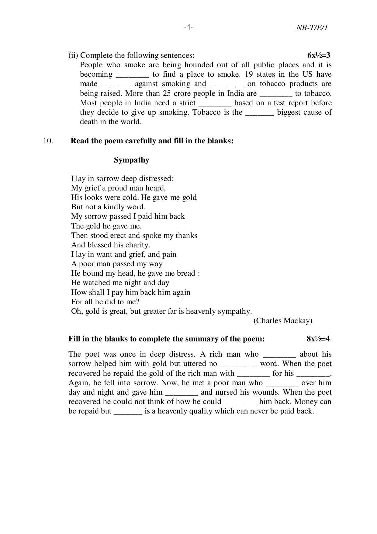 Nagaland Board NBSE Class 10 /  HSLC 2023 Question Paper (All Subjects) - Page 4