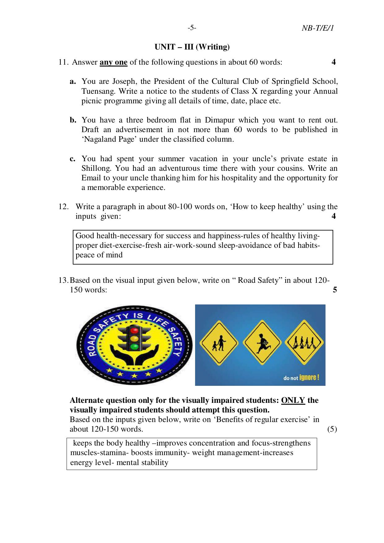Nagaland Board NBSE Class 10 /  HSLC 2023 Question Paper (All Subjects) - Page 5