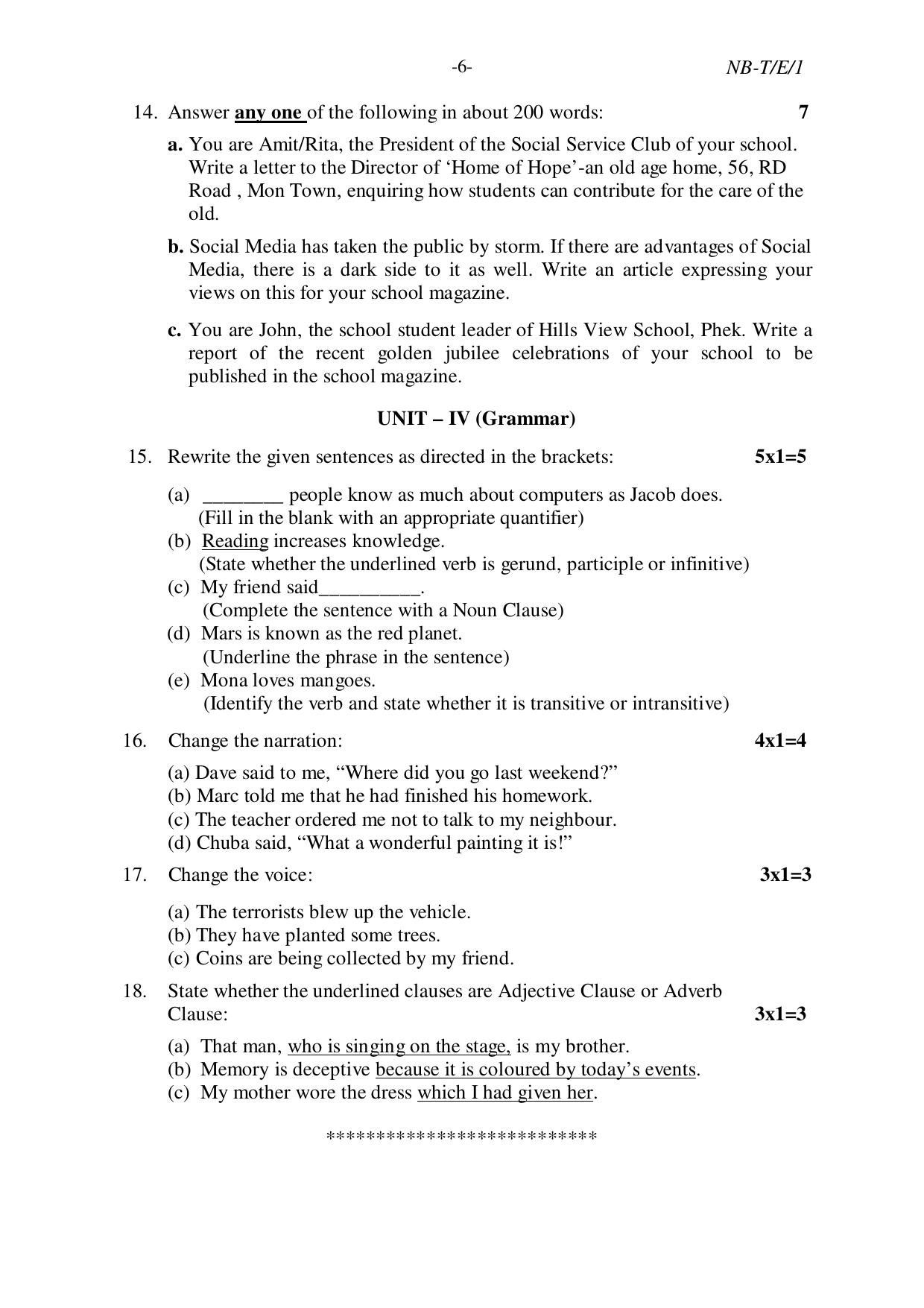 Nagaland Board NBSE Class 10 /  HSLC 2023 Question Paper (All Subjects) - Page 6