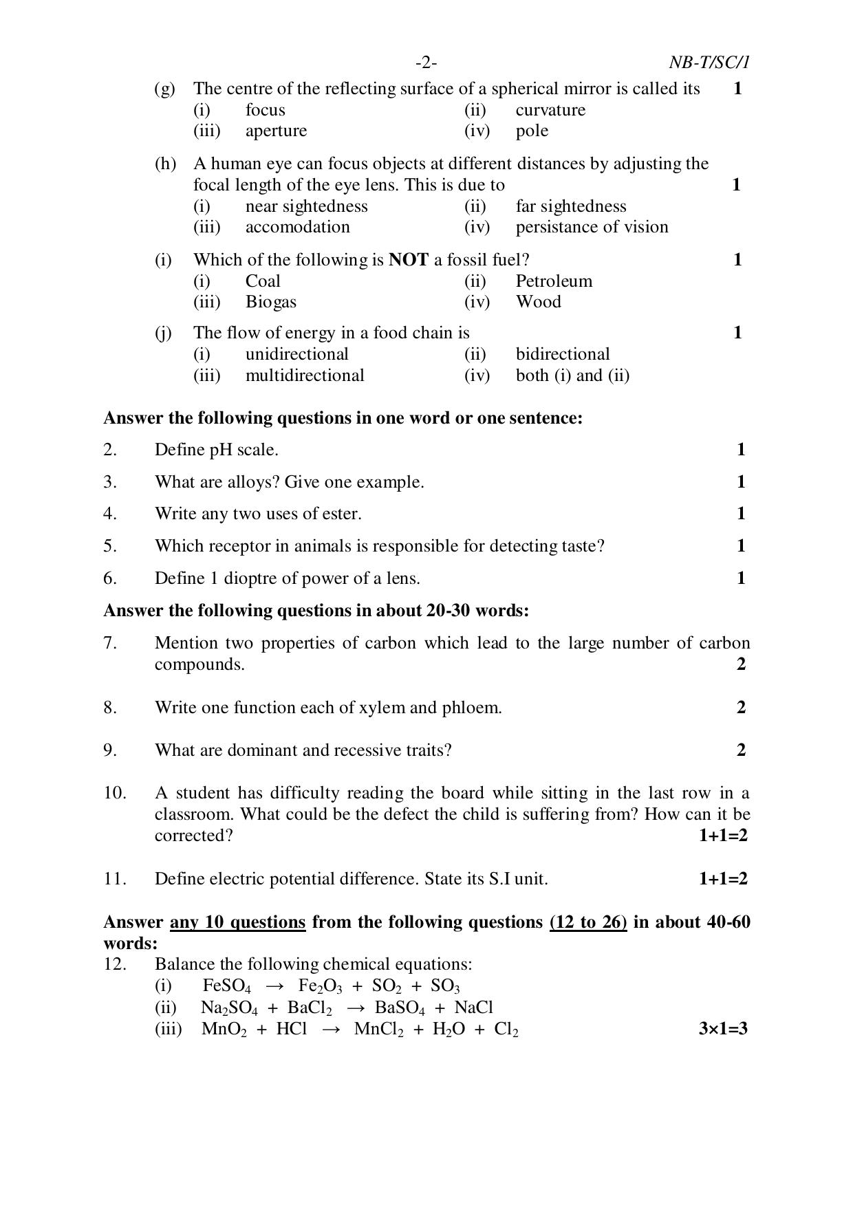 Nagaland Board NBSE Class 10 /  HSLC 2023 Question Paper (All Subjects) - Page 8