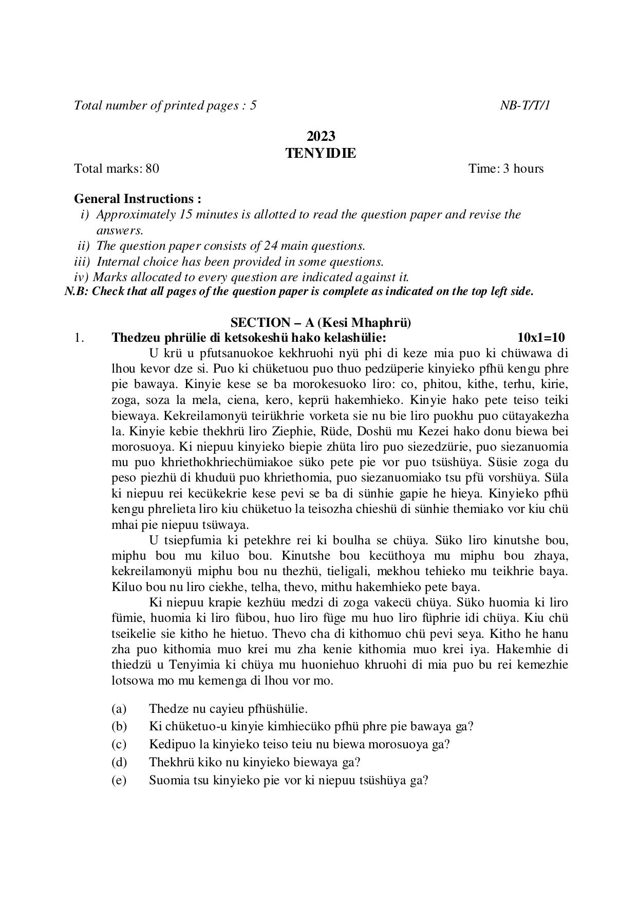 Nagaland Board NBSE Class 10 /  HSLC 2023 Question Paper (All Subjects) - Page 12