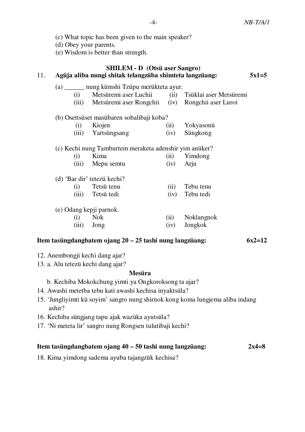 Nagaland Board NBSE Class 10 /  HSLC 2023 Question Paper (All Subjects) - Page 20