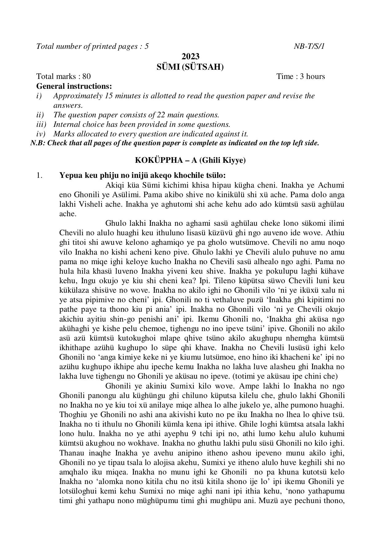Nagaland Board NBSE Class 10 /  HSLC 2023 Question Paper (All Subjects) - Page 22