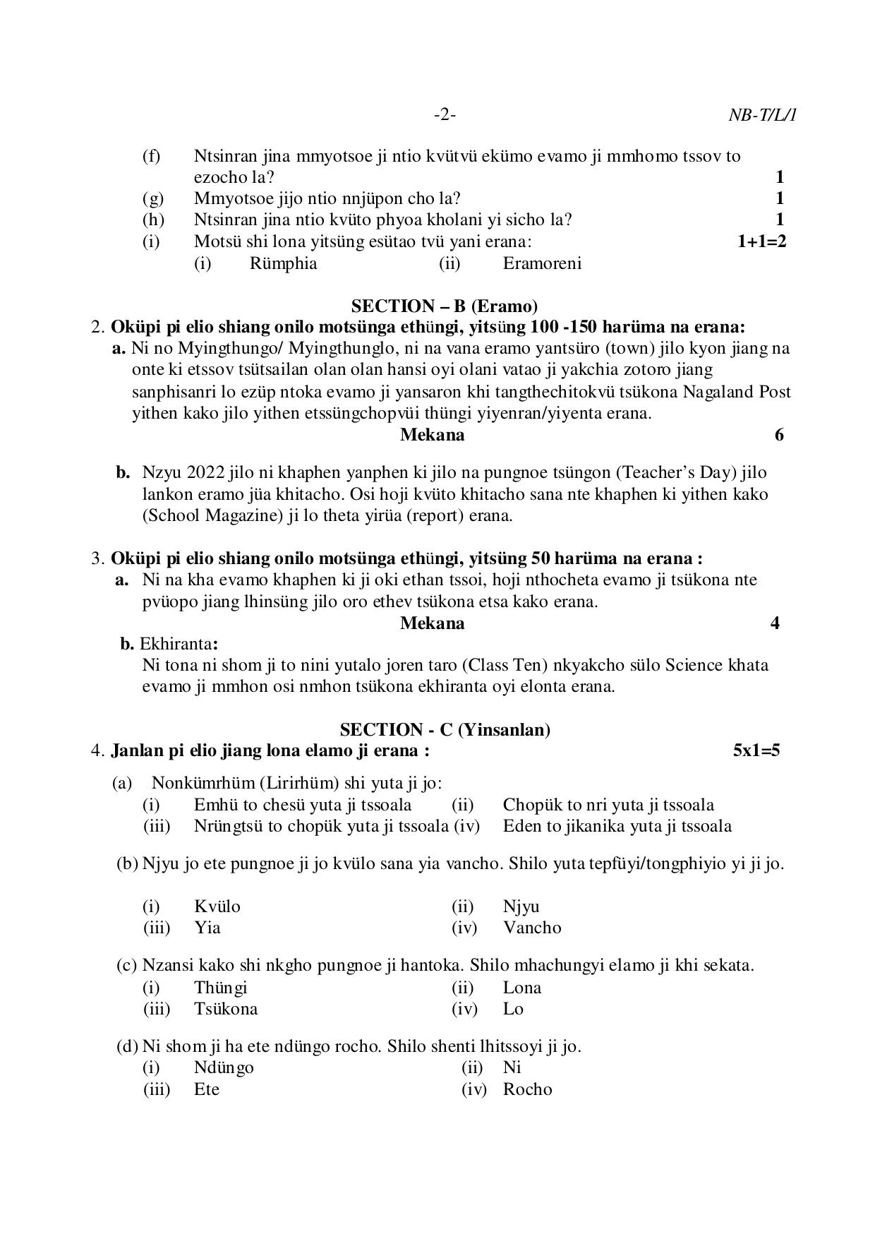 Nagaland Board NBSE Class 10 /  HSLC 2023 Question Paper (All Subjects) - Page 28