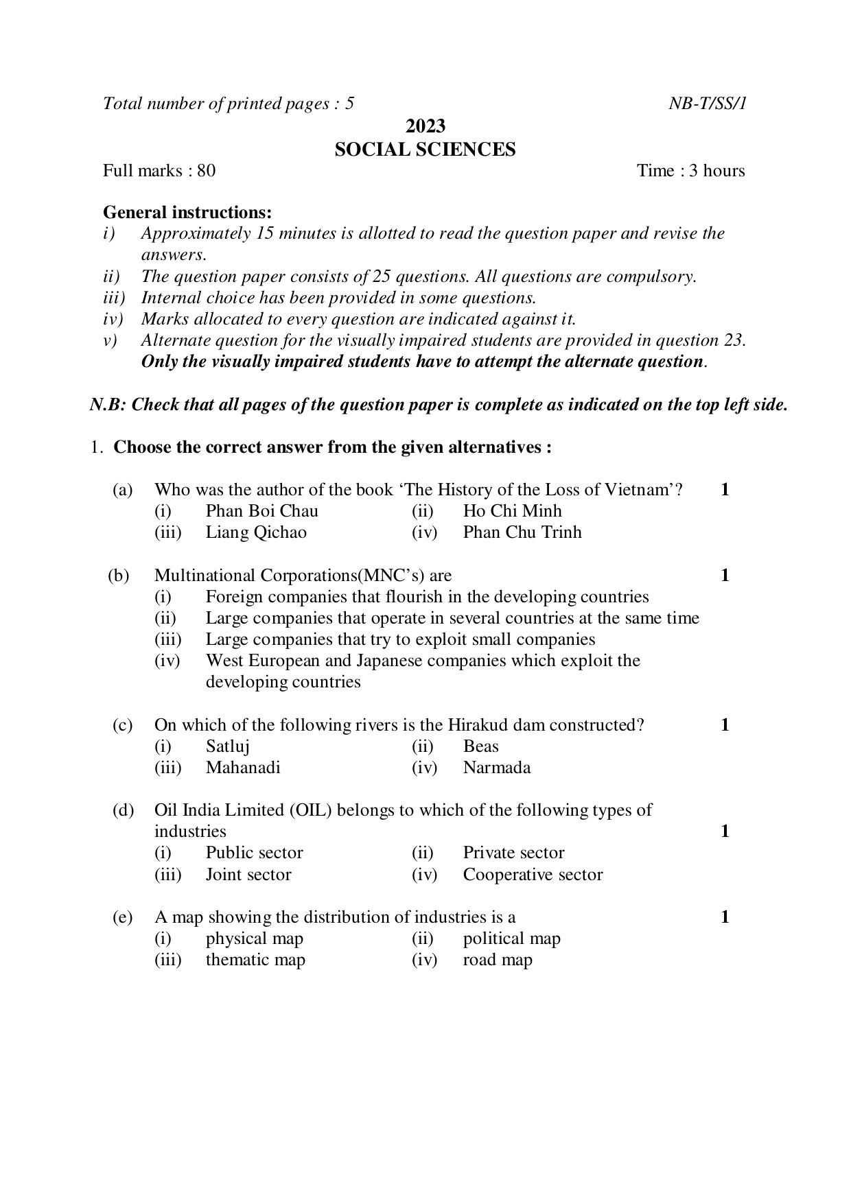 Nagaland Board NBSE Class 10 /  HSLC 2023 Question Paper (All Subjects) - Page 48