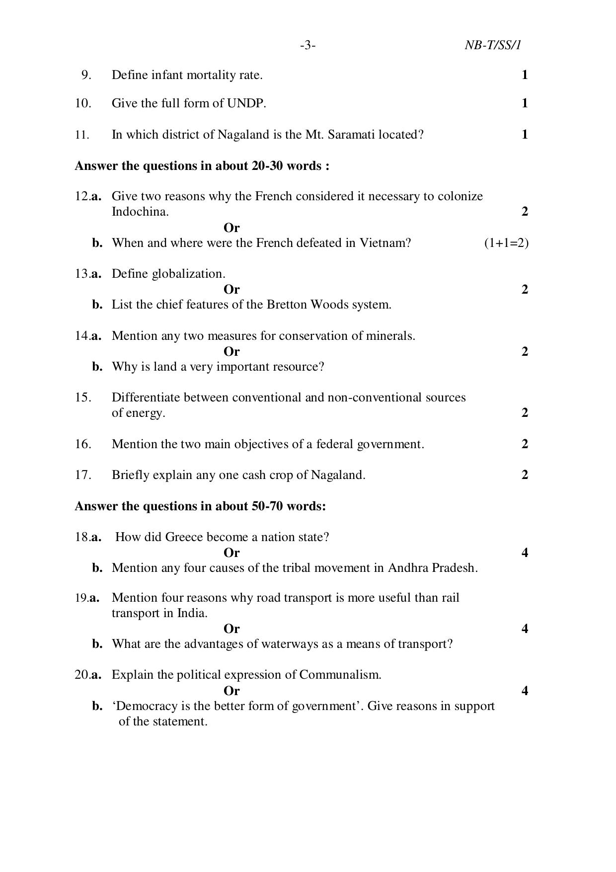 Nagaland Board NBSE Class 10 /  HSLC 2023 Question Paper (All Subjects) - Page 50