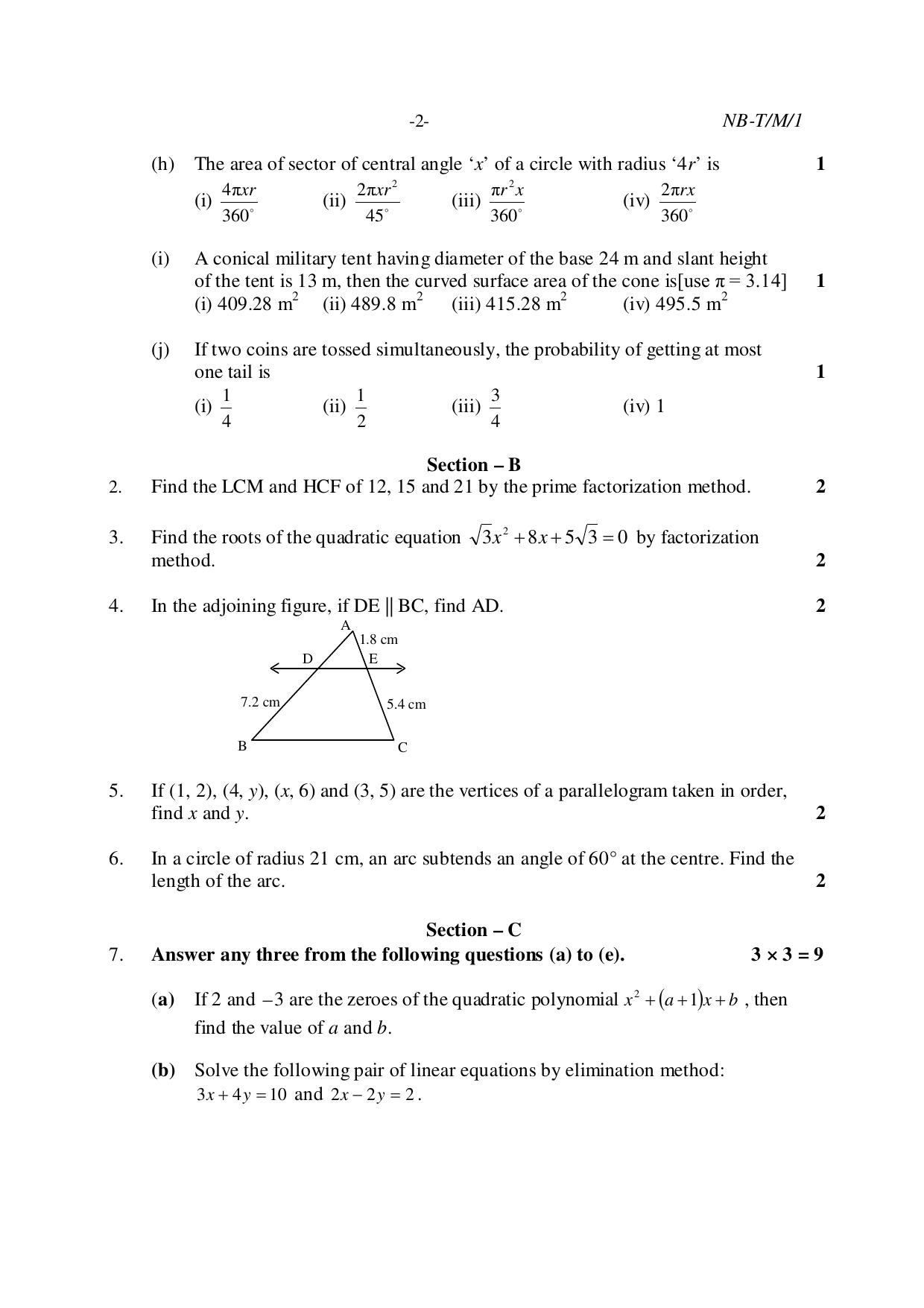 Nagaland Board NBSE Class 10 /  HSLC 2023 Question Paper (All Subjects) - Page 54