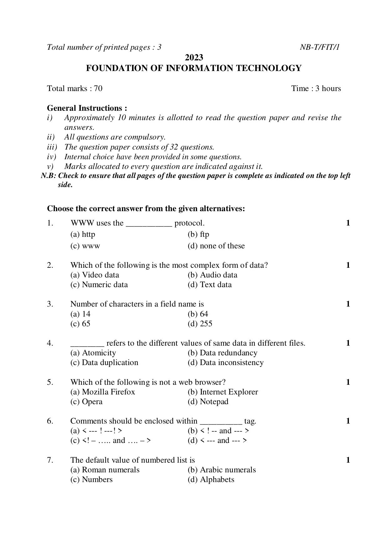 Nagaland Board NBSE Class 10 /  HSLC 2023 Question Paper (All Subjects) - Page 59