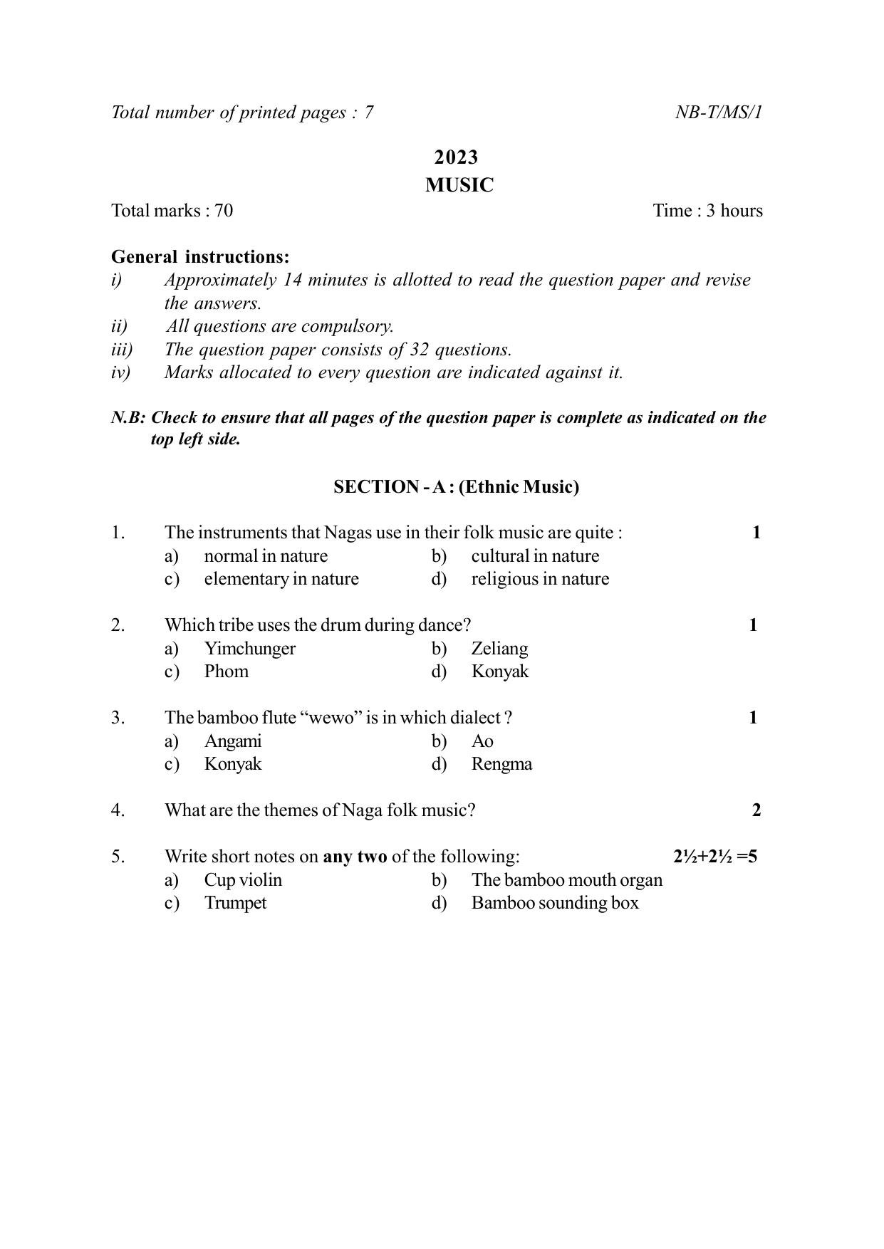 Nagaland Board NBSE Class 10 /  HSLC 2023 Question Paper (All Subjects) - Page 62