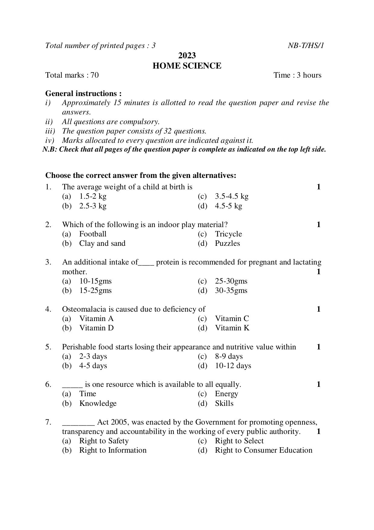 Nagaland Board NBSE Class 10 /  HSLC 2023 Question Paper (All Subjects) - Page 69