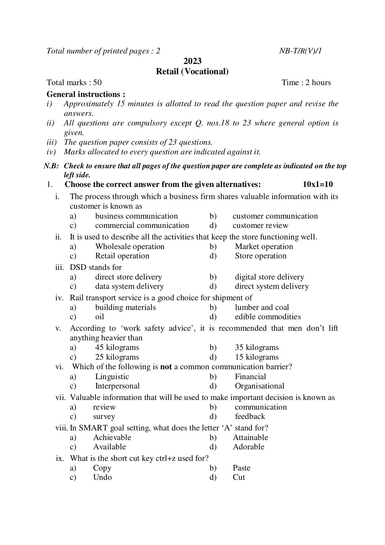 Nagaland Board NBSE Class 10 /  HSLC 2023 Question Paper (All Subjects) - Page 83