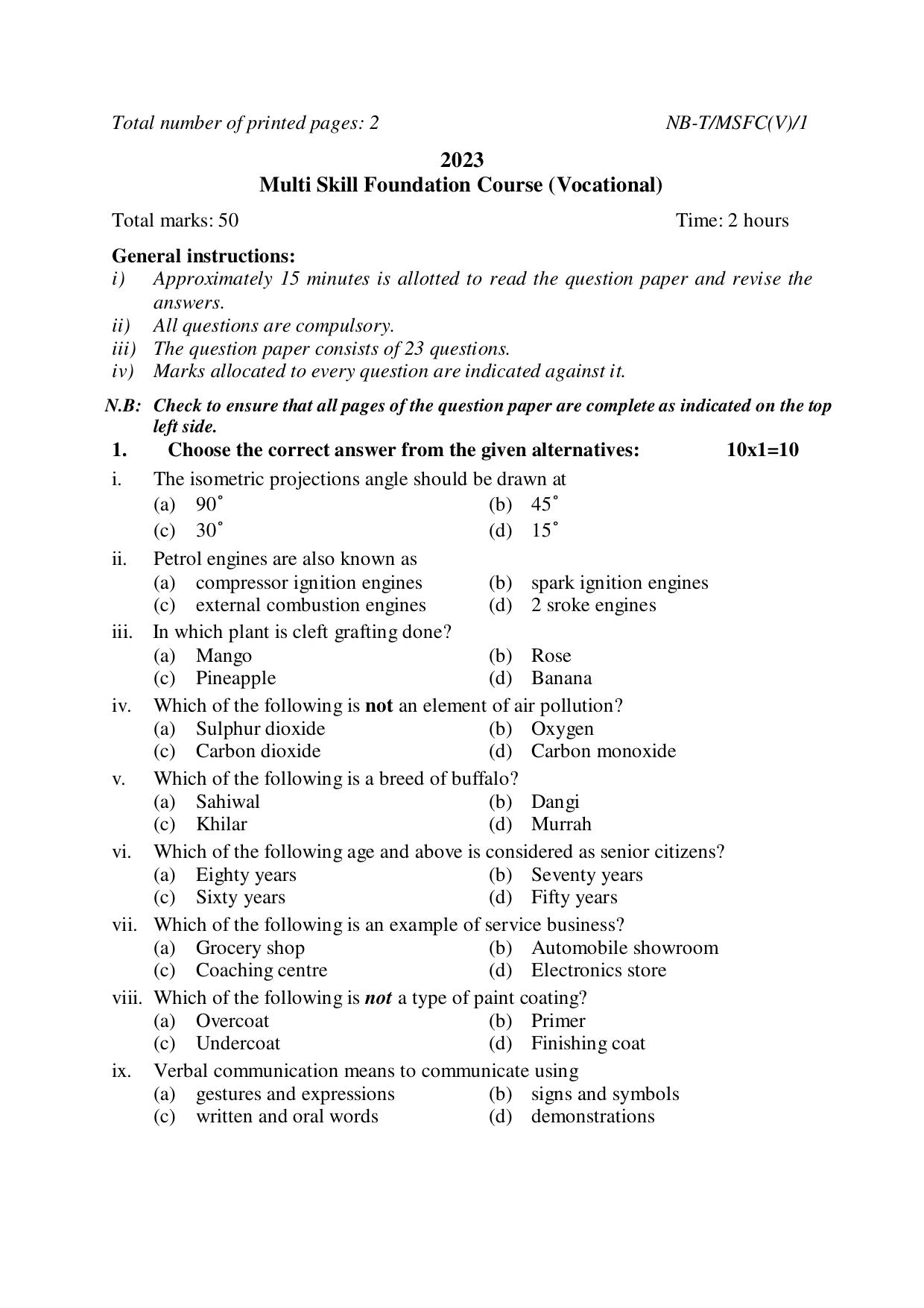 Nagaland Board NBSE Class 10 /  HSLC 2023 Question Paper (All Subjects) - Page 89