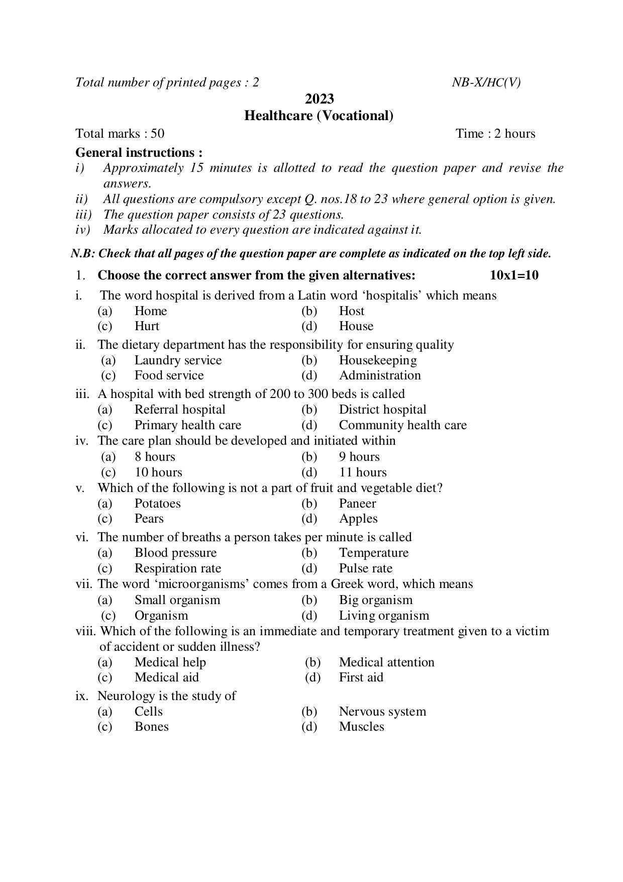 Nagaland Board NBSE Class 10 /  HSLC 2023 Question Paper (All Subjects) - Page 93