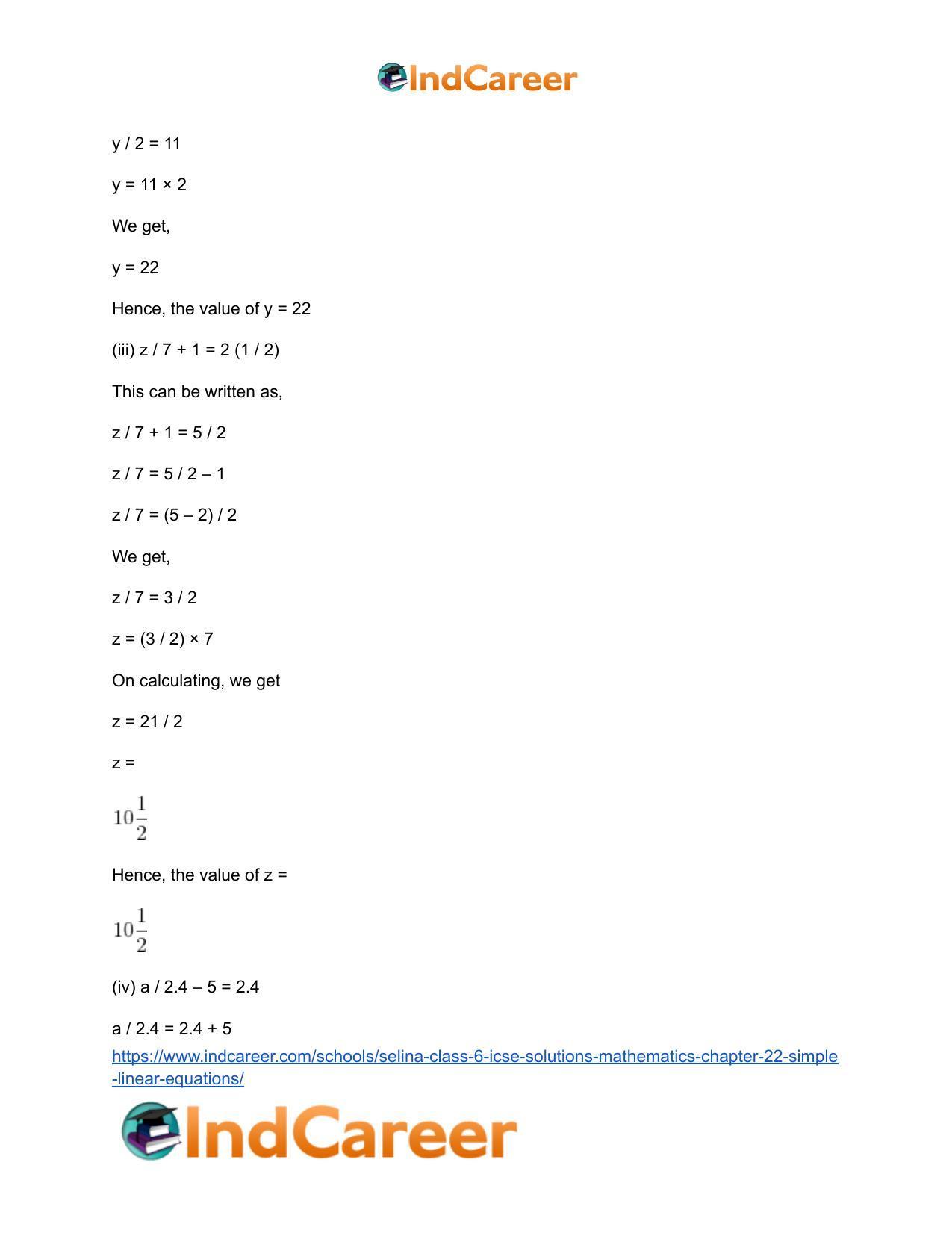 Selina Class 6 ICSE Solutions Mathematics : Chapter 22- Simple (Linear) Equations - Page 13