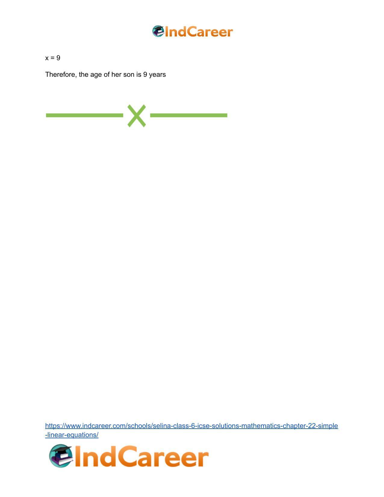 Selina Class 6 ICSE Solutions Mathematics : Chapter 22- Simple (Linear) Equations - Page 35