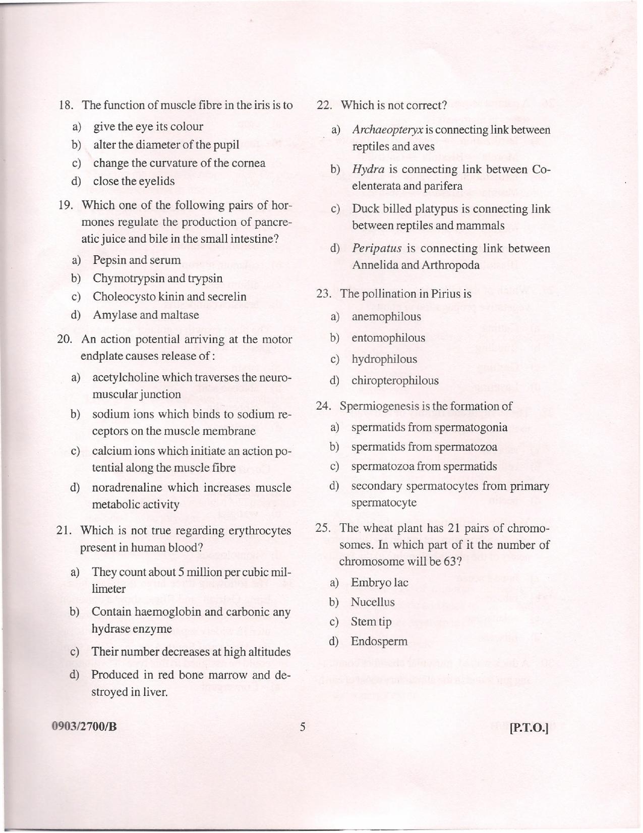 APJEE Biology 2009 Question Paper - Page 4