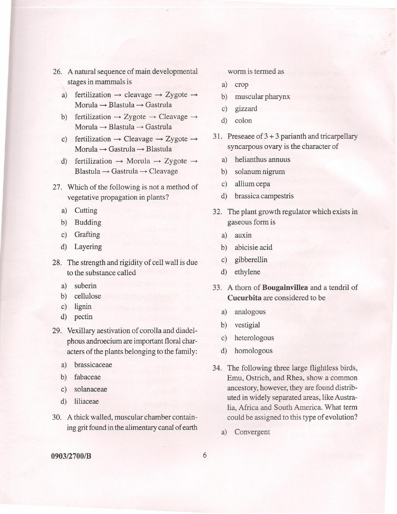 APJEE Biology 2009 Question Paper - Page 5