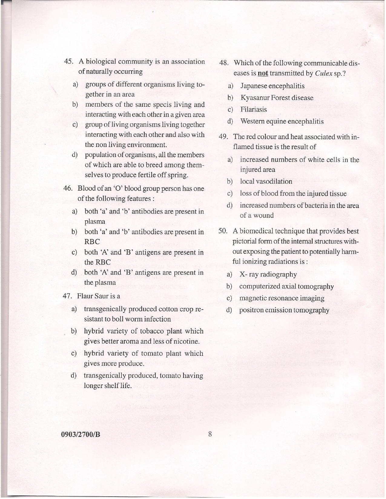 APJEE Biology 2009 Question Paper - Page 7