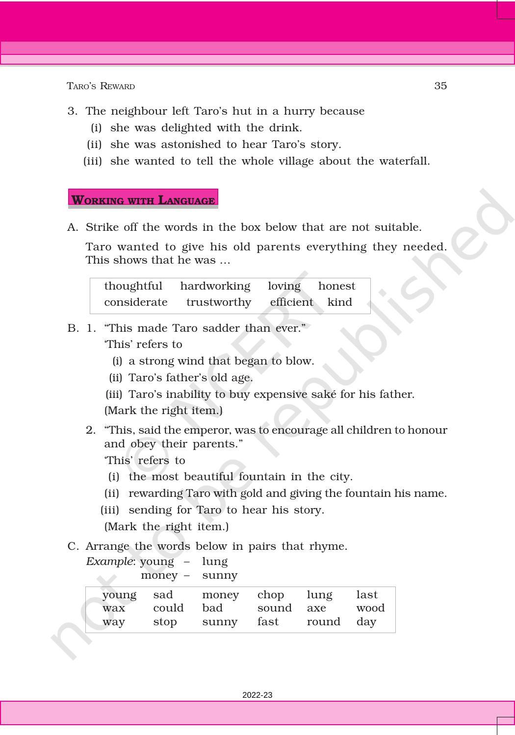 NCERT Book for Class 6 English(Honeysuckle) : Chapter 3-Taro’s Reward - Page 7