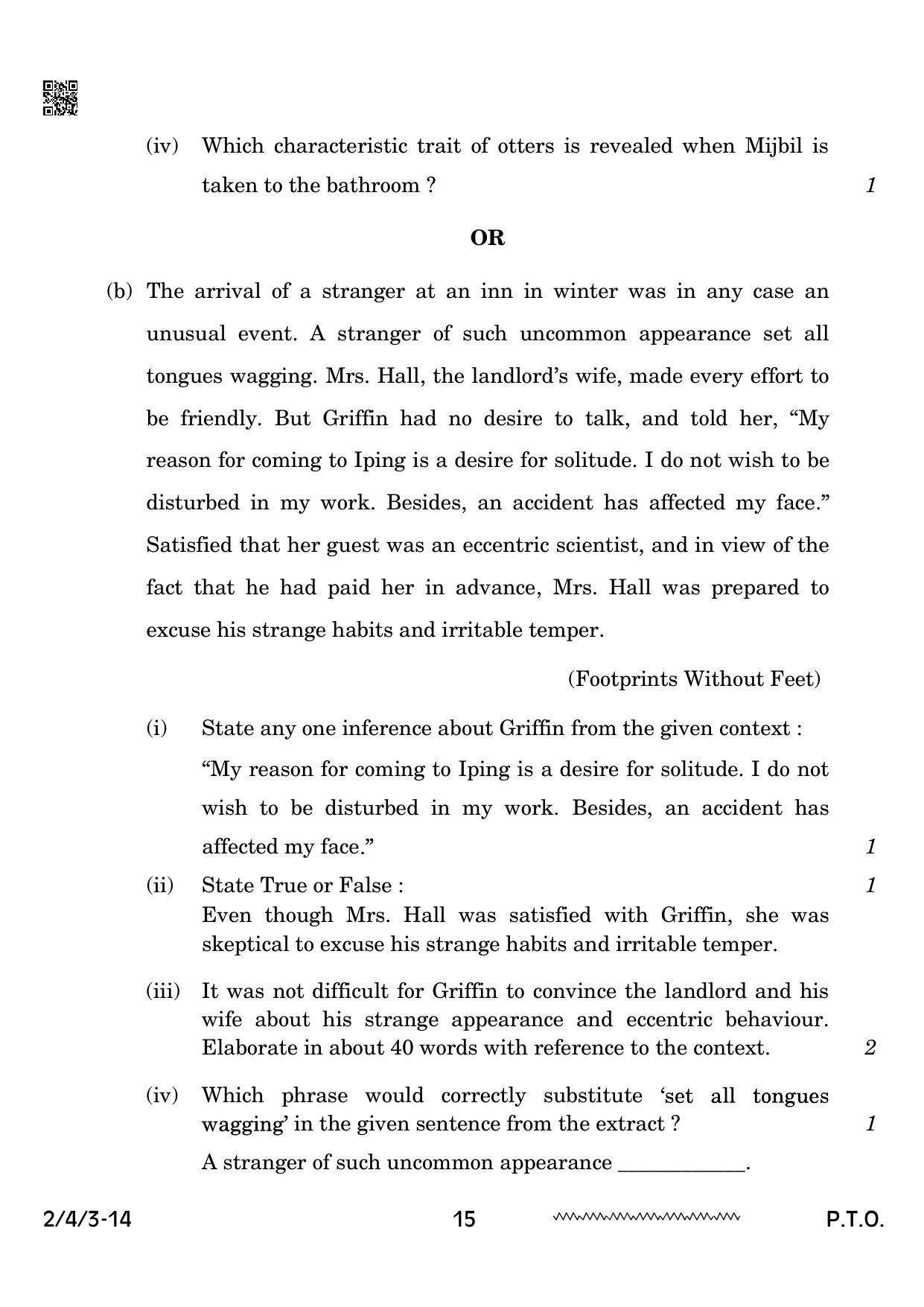CBSE Class 10 2-4-3 English Literature 2024 Question Paper - Page 15