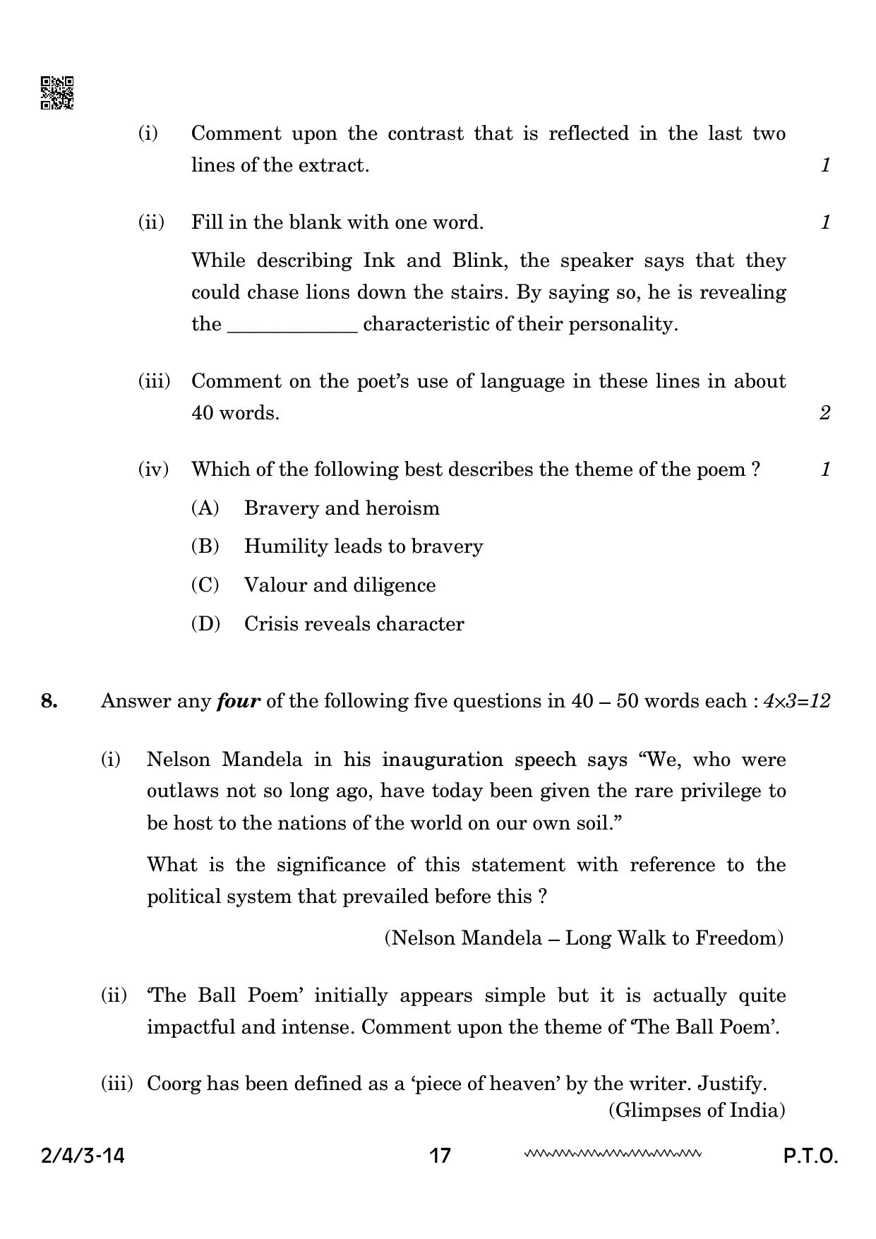 CBSE Class 10 2-4-3 English Literature 2024 Question Paper - Page 17