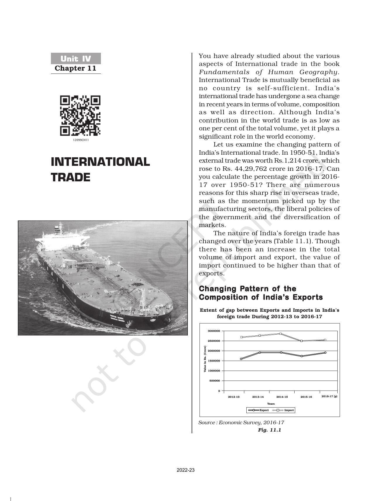 NCERT Book for Class 12 Geography (Part-II) Chapter 11 International Trade - Page 1