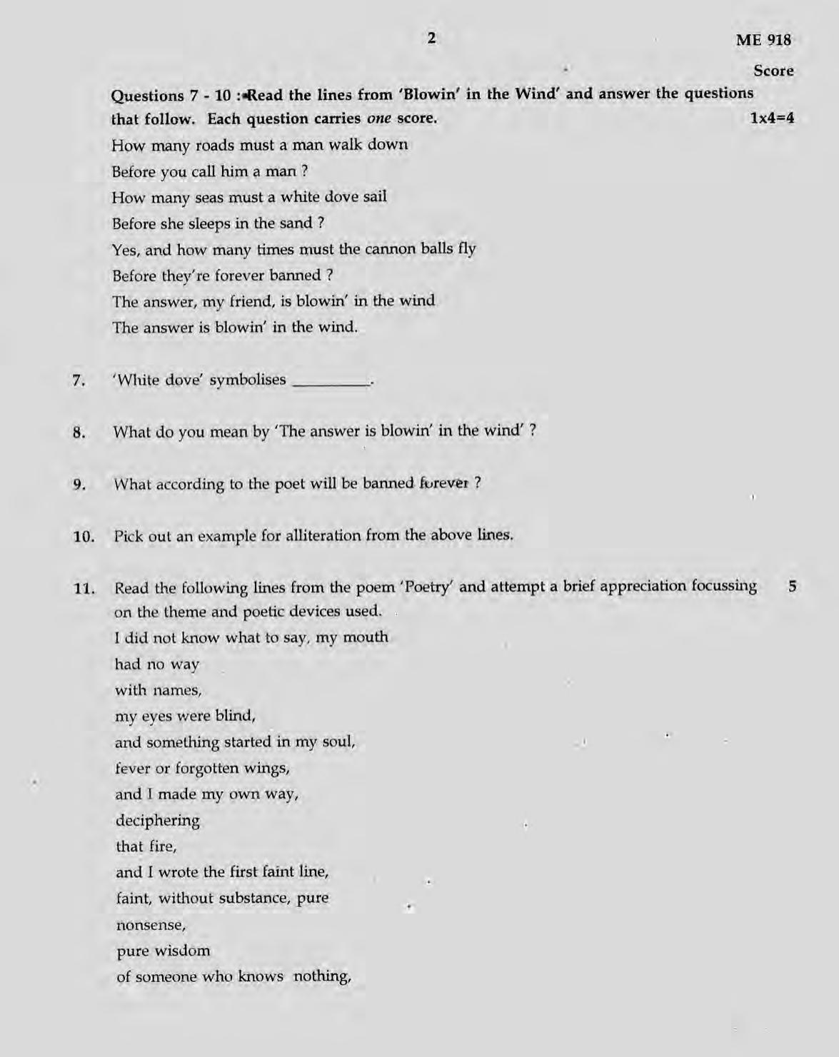Kerala SSLC 2019 English Question Paper (Model) - Page 2