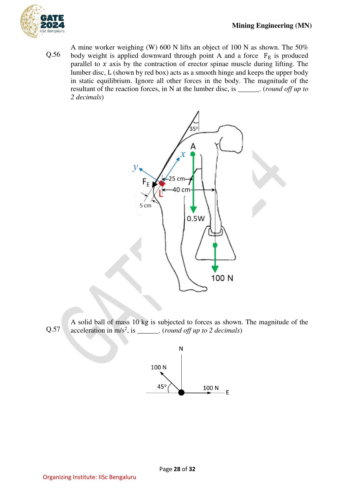 GATE 2024 Mining Engineering (MN) Question Paper - Page 28