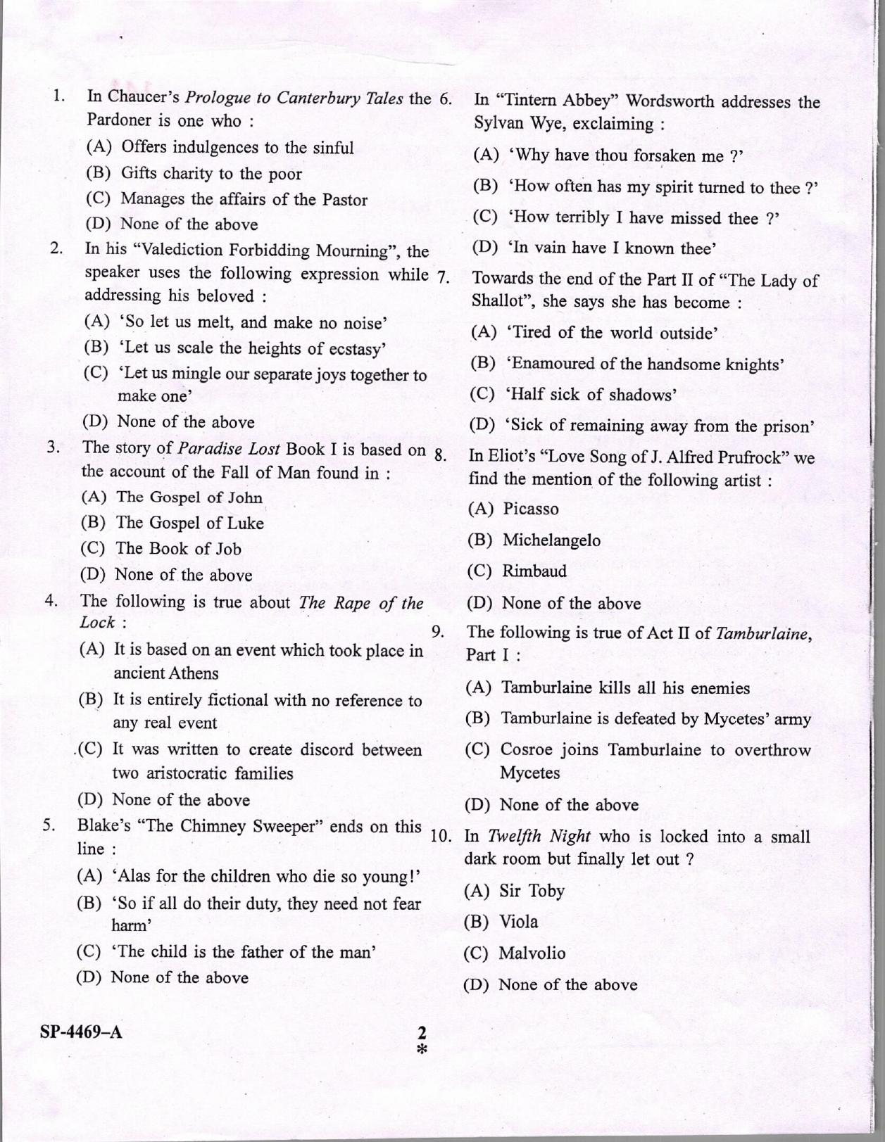 KUET 2024 M.A. English Honors Question Paper - Page 2