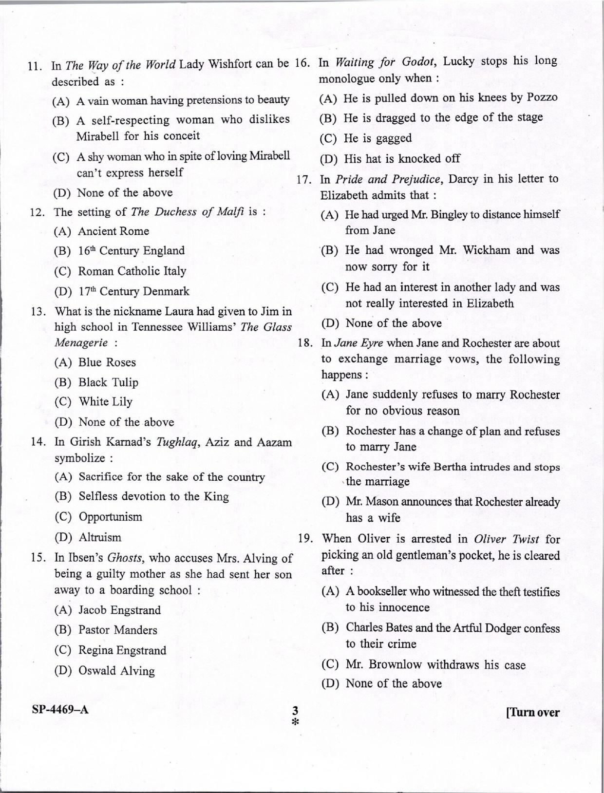 KUET 2024 M.A. English Honors Question Paper - Page 3