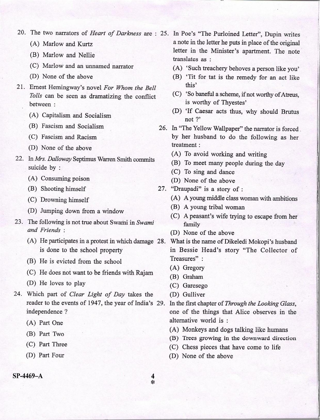 KUET 2024 M.A. English Honors Question Paper - Page 4