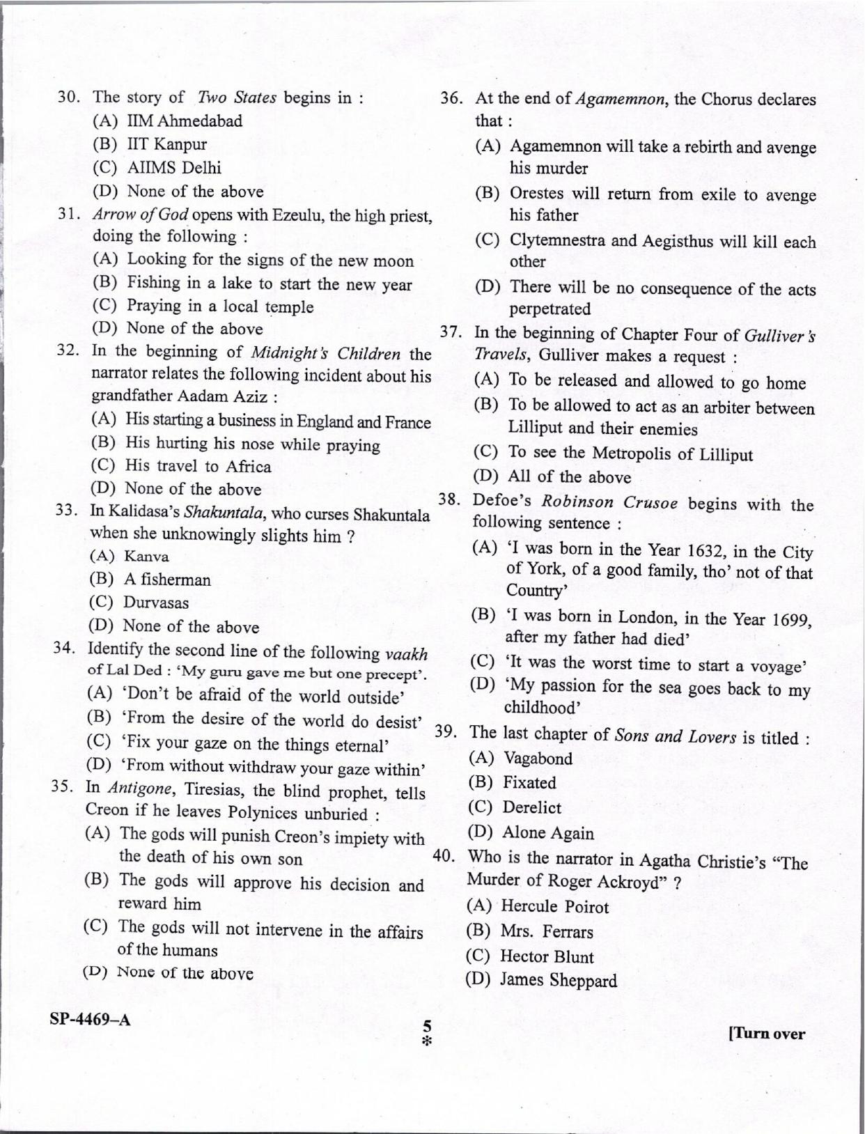 KUET 2024 M.A. English Honors Question Paper - Page 5
