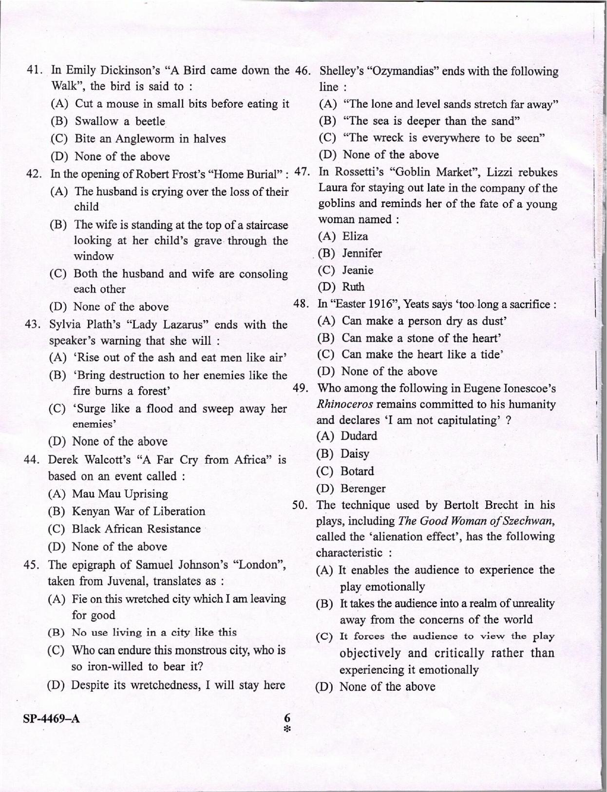 KUET 2024 M.A. English Honors Question Paper - Page 6