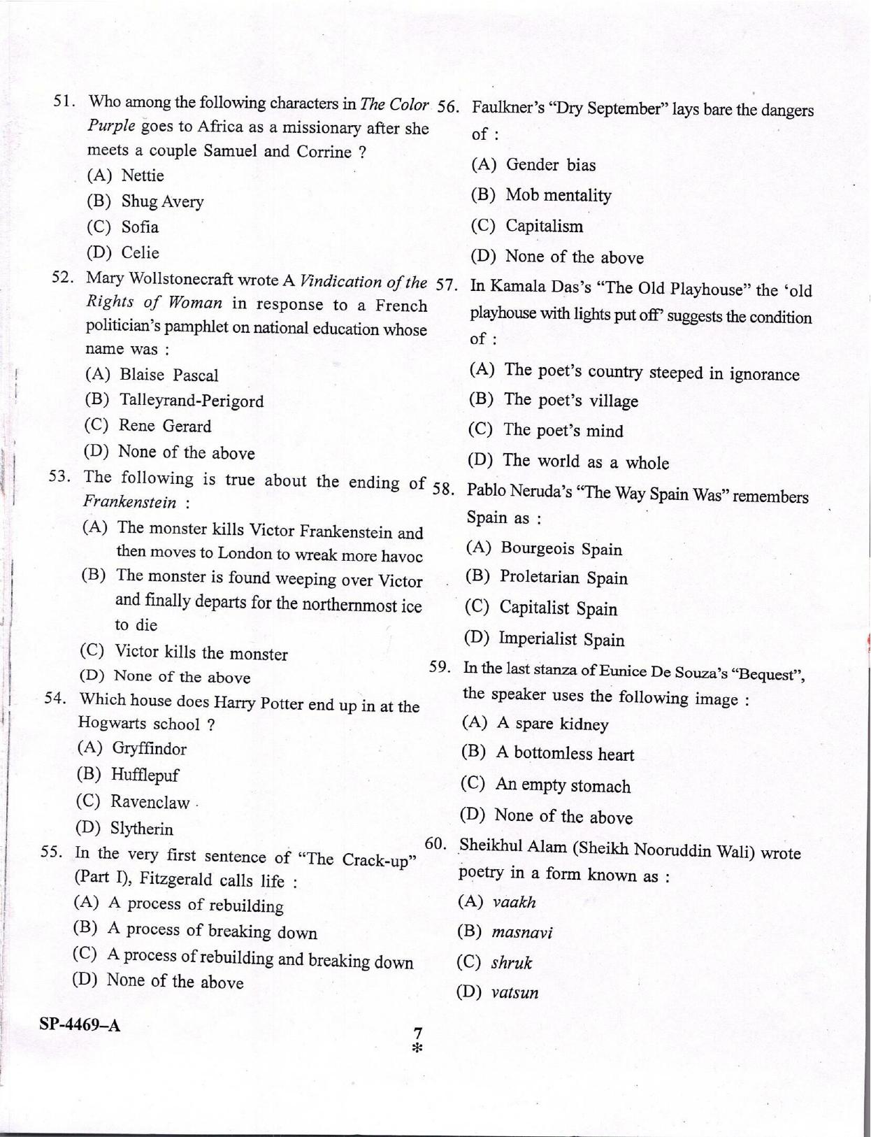 KUET 2024 M.A. English Honors Question Paper - Page 7