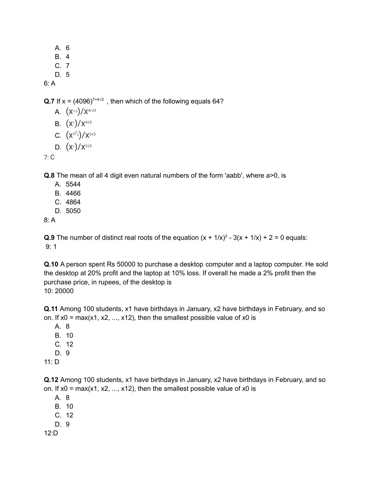 CAT 2020 CAT QA Slot 1 Question Paper - Page 2